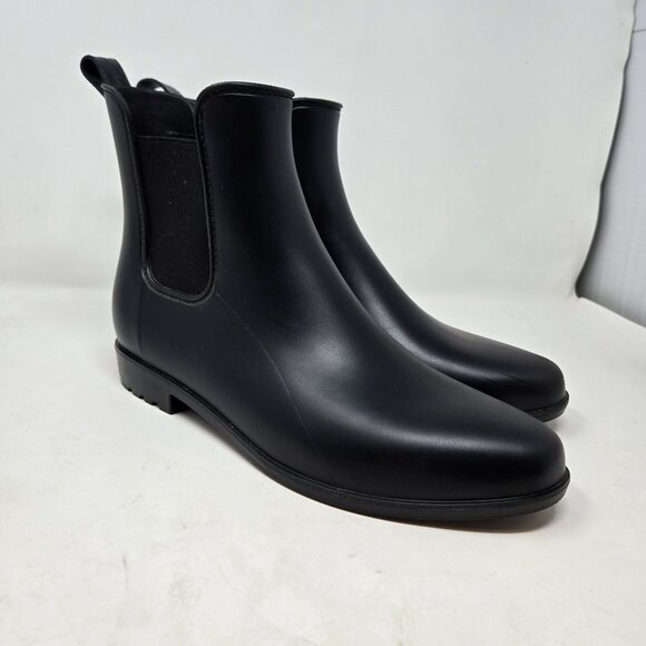 a new day Black Chelsea Ankle Rain Boots Size 11 With Elastic Gussets & Pull Tab - Picture 4 of 10